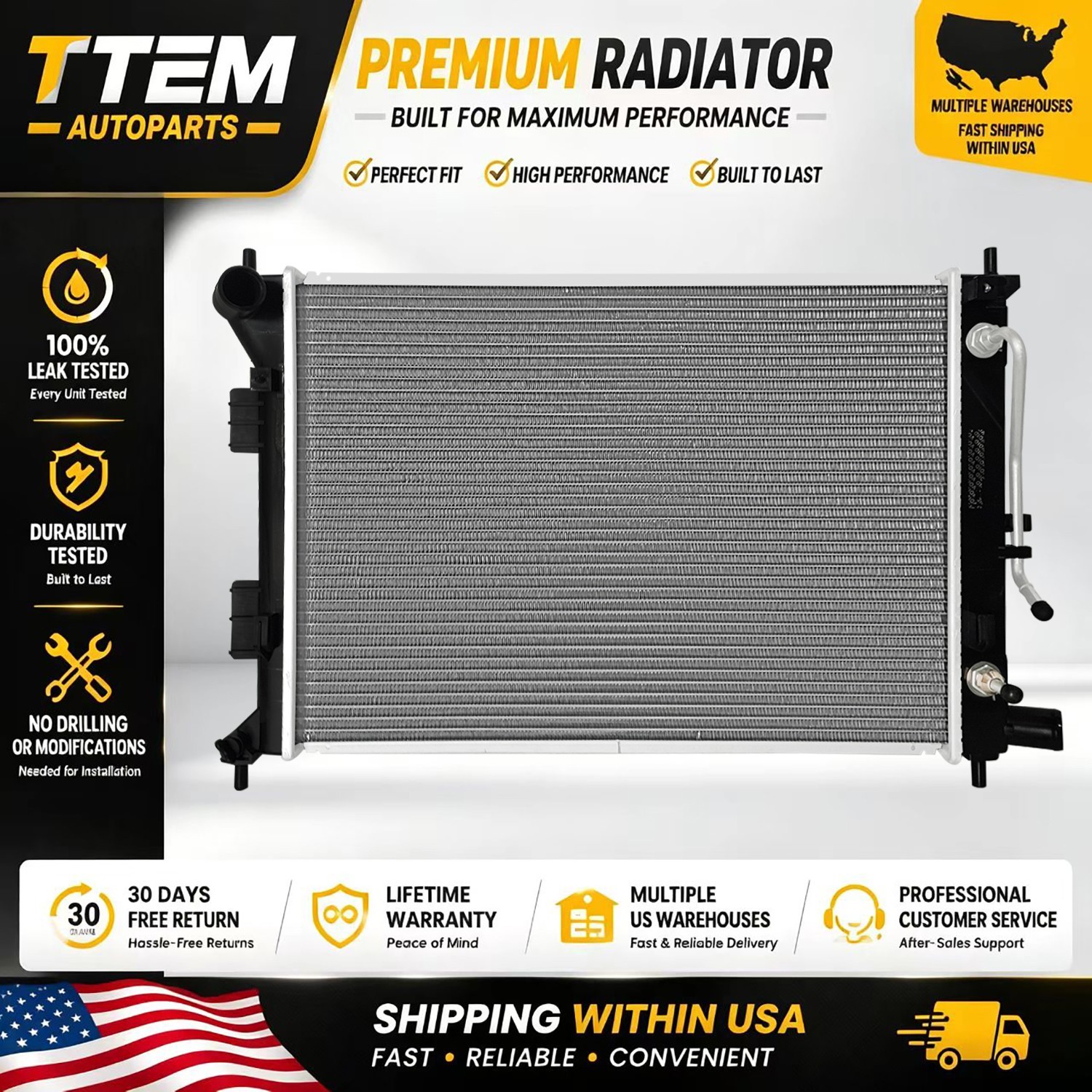 For 2011-2013 Elantra Coupe AT MT Radiator Factory Style Aluminum Core 13202