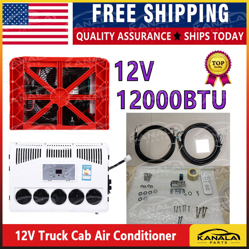 12V Truck Air Conditioner Split A/C Kit for Semi Trucks Bus RV Caravan 12000 BTU