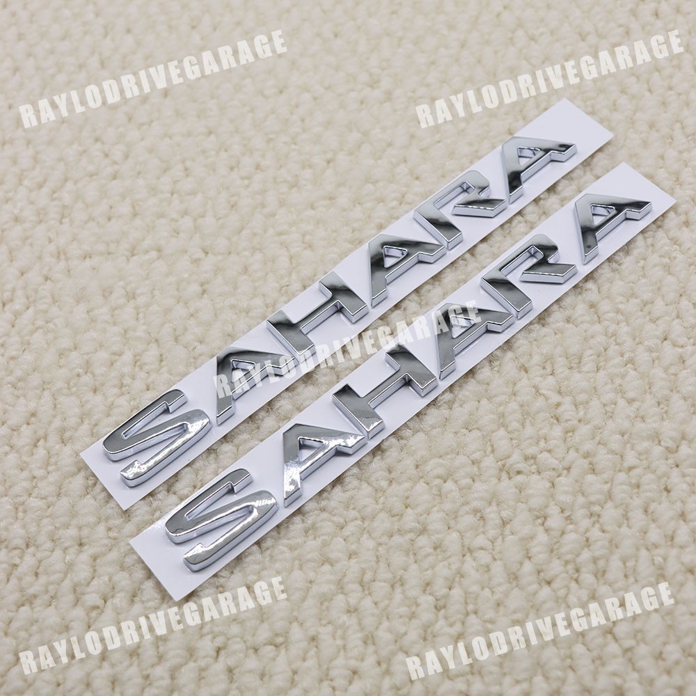 2Pcs 3D Letters Emblems Fender Door Side Badges For Wrangler JK JL Sahara Silver