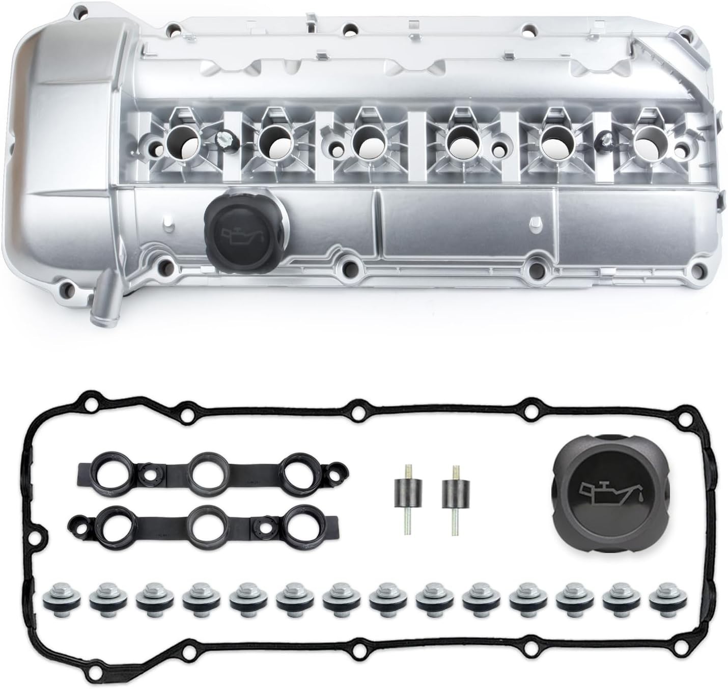 Aluminum Valve Cover W/ Gasket & Bolts&Cap For 03-06 Bmw 325i 330i 525i X3 X5 Z4