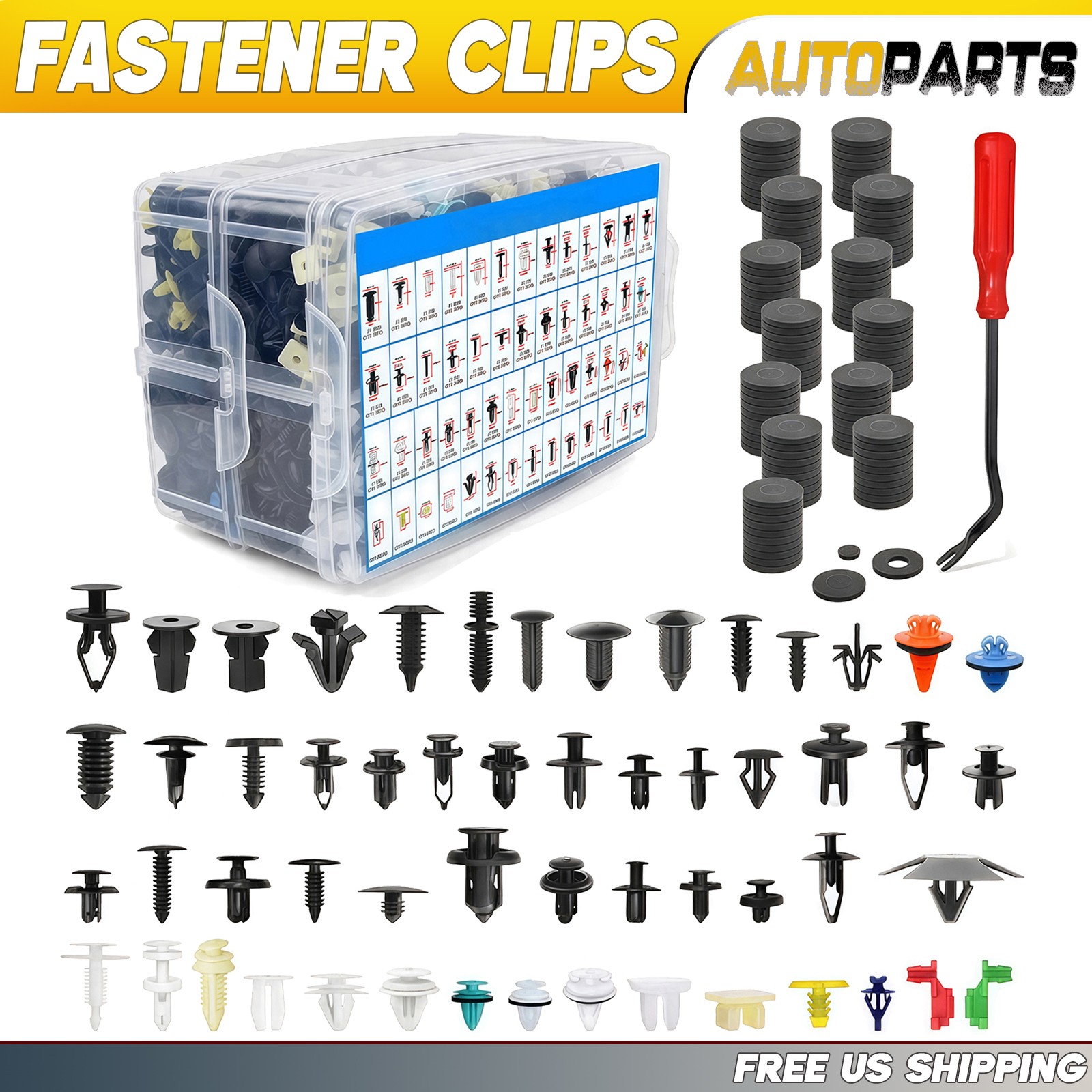 1501PCS Car Retainer Clips Auto Panel Trim Fasteners Push Pin Rivet Bumper Kit