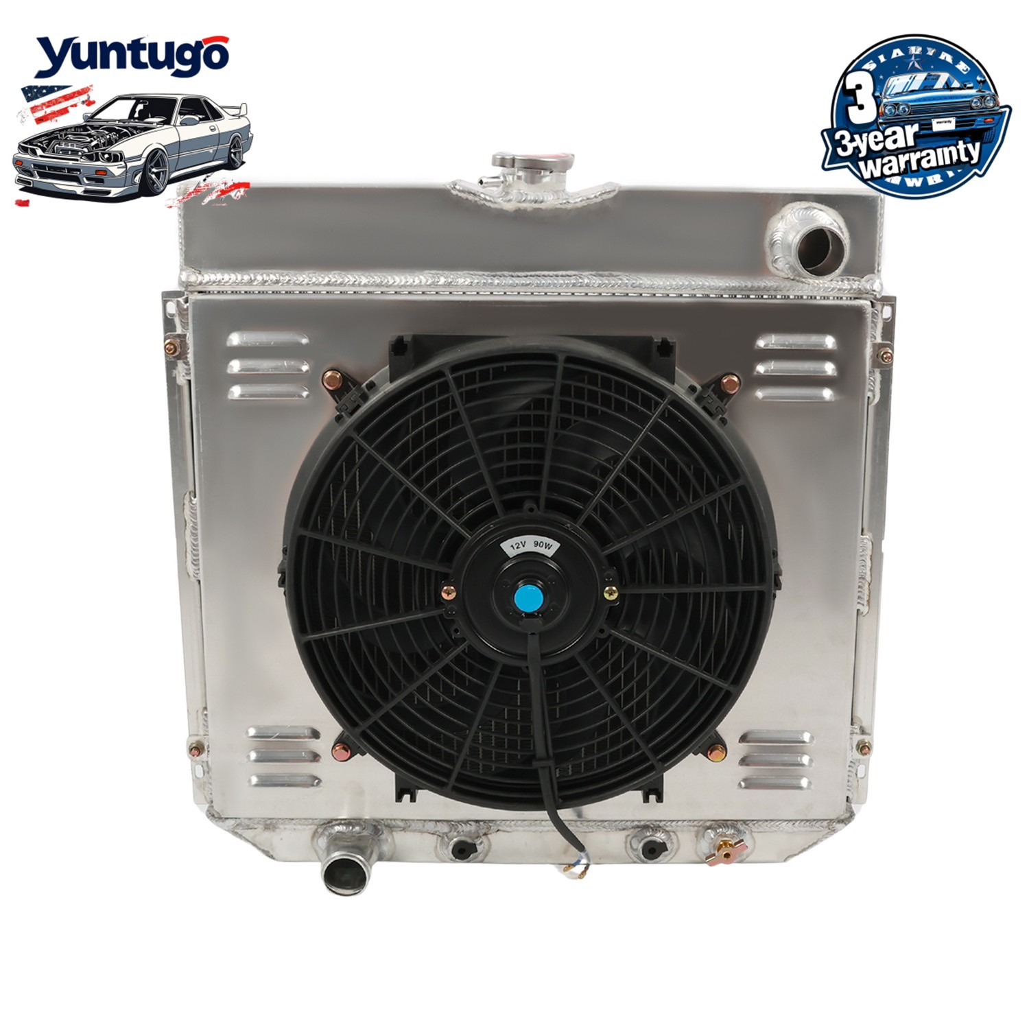 3 Row Aluminum Radiator Shroud fan For Ford Maverick 1963-77 Pinto Mercury Comet