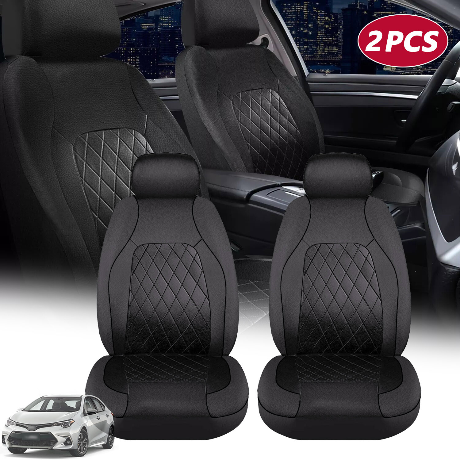 2x Cubre Asientos para Toyota Forro De Carro Covertores Carros Cuero Fundas