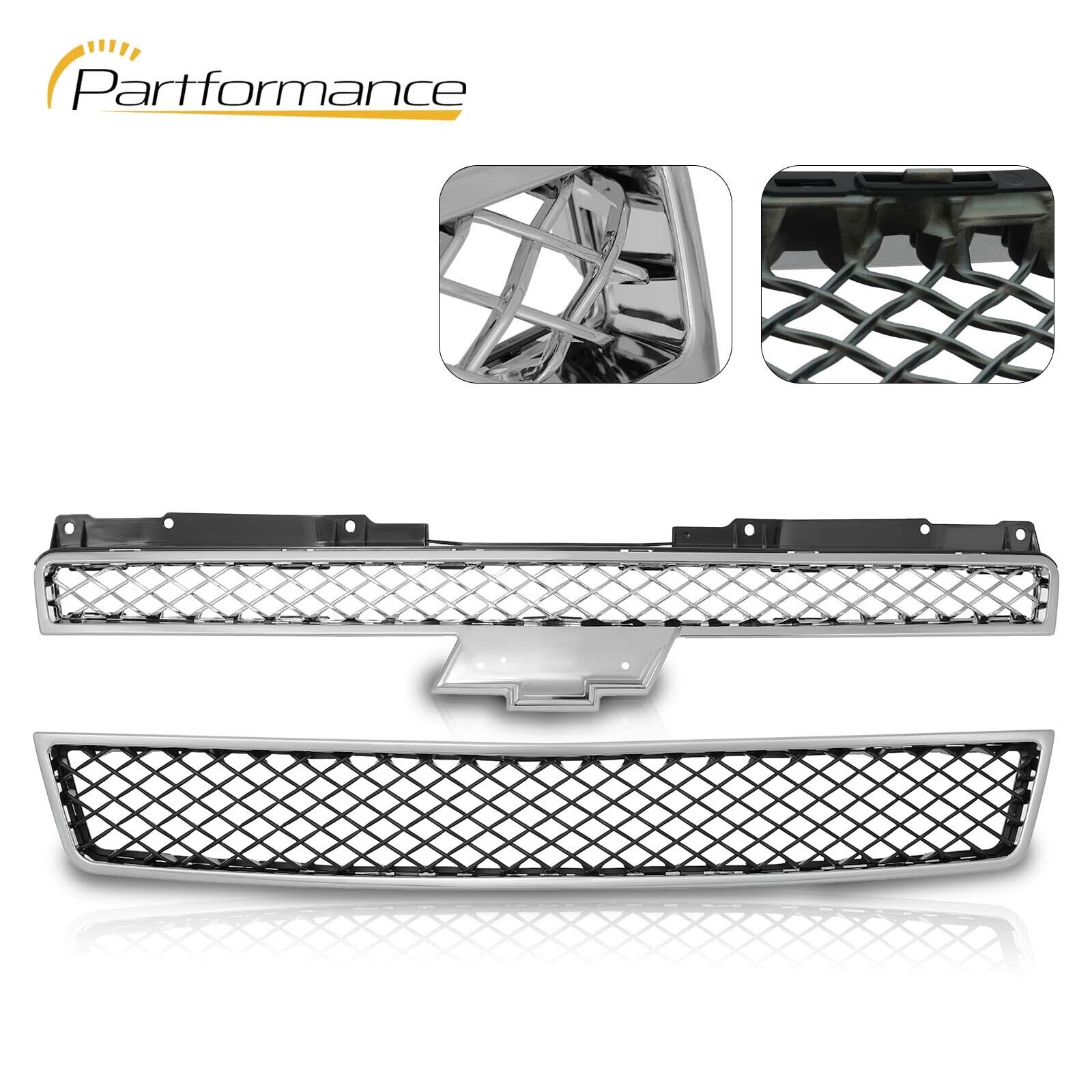 2 Pcs Chrome Front Bumper Grille for 2007-2013 Chevy Avalanche Suburban Tahoe
