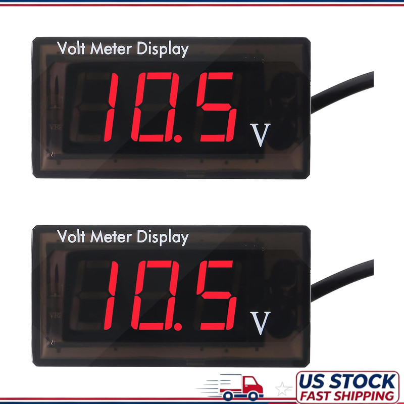2PCS DC 12V Digital Voltmeter Gauge, 5-28V Waterproof LED Display MotoColor: Red 2PCS DC 12V Digital Voltmeter Gauge, 5-28V Waterproof LED Display MotoColor: Red