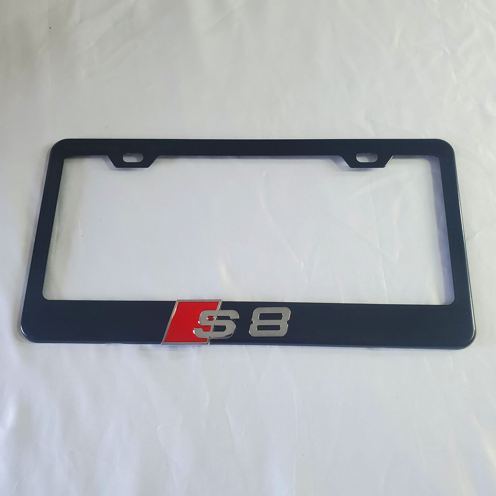Audi S8 3D Emblem BLACK Stainless License Plate Frame RUST FREE Creative