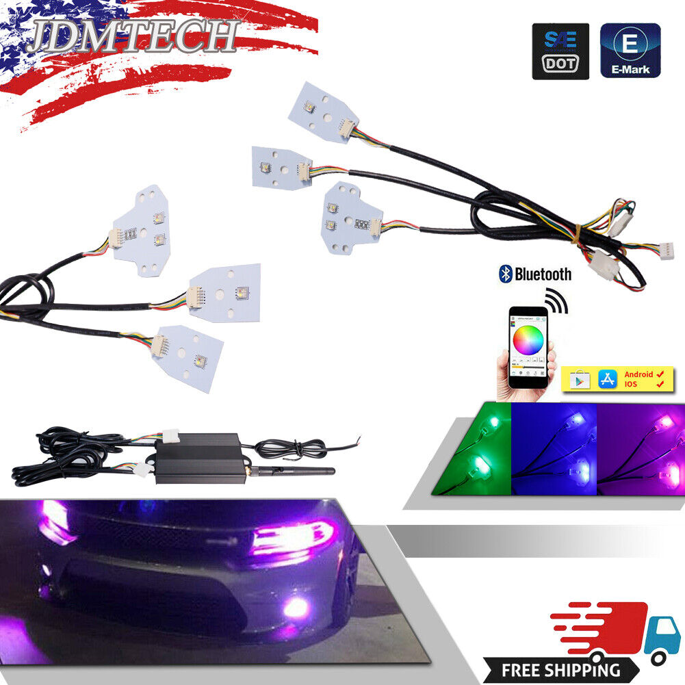 For 2015-20 Dodge Charger Bluetooth APP RGBW Multi-Color LED DRL Board Headlight