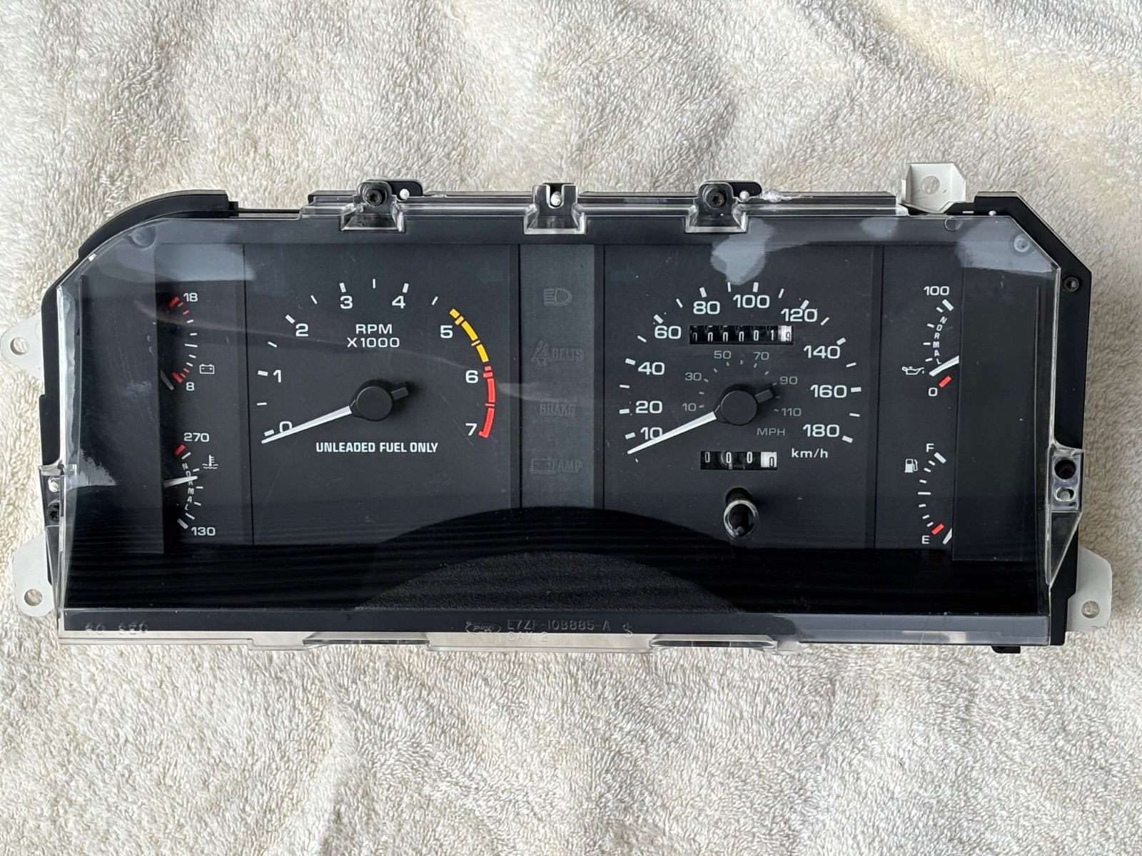 NOS 1987 1988 1989 FORD MUSTANG 5.0 EXPORT 180 KPH GAUGE CLUSTER ASSEMBLY OEM