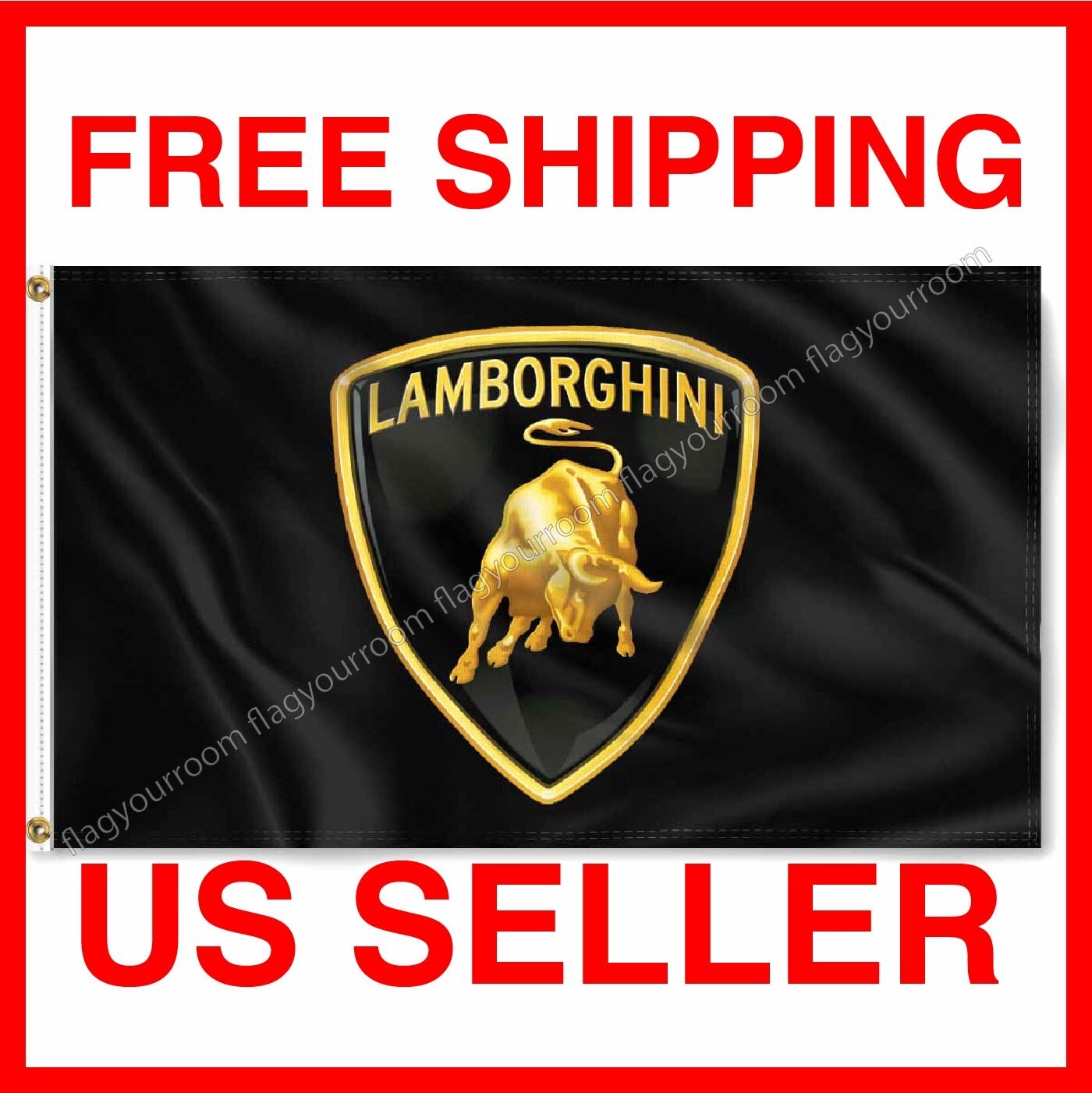 Lamborghini Flag 3x5 FT Car Logo Banner Flag  Racing Car Garage Wall Decor Sign
