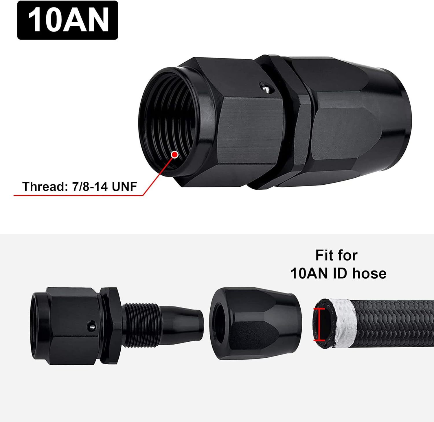 2PCS 360° Swivel 10AN Fitting 0/45/90/180° Universal For Braided CPE E85 Line