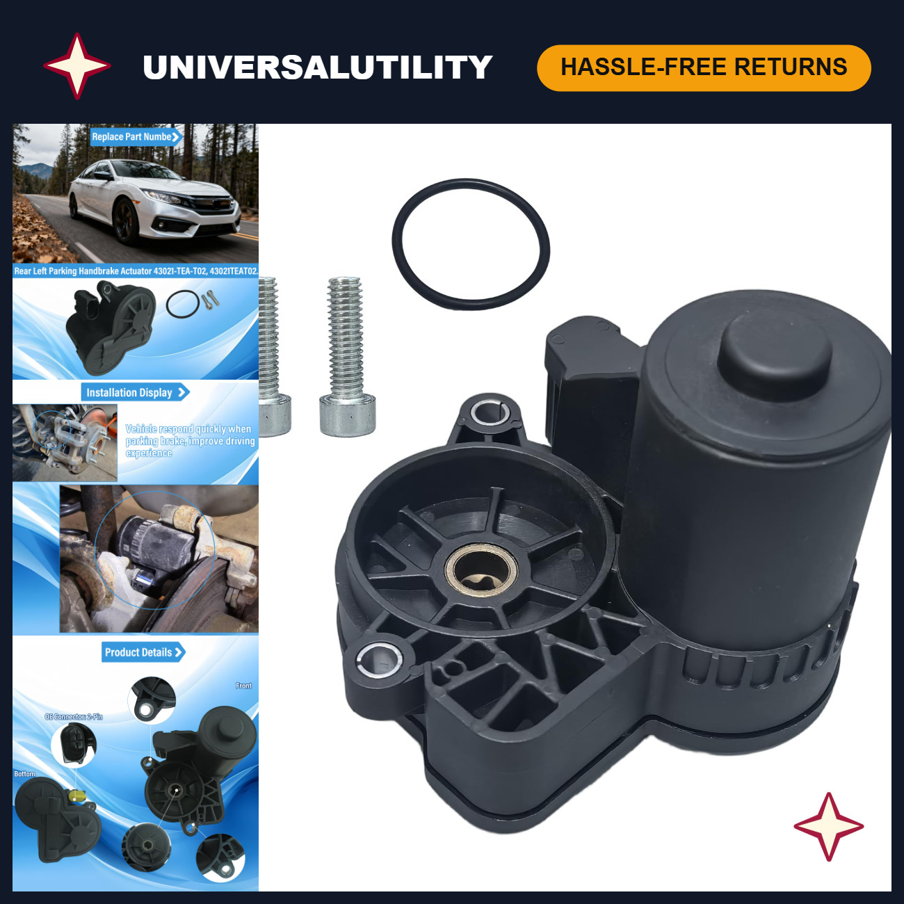 Left Rear Parking Brake Actuator for 2016-2021 Civic - High-Quality Replacement Left Rear Parking Brake Actuator for 2016-2021 Civic - High-Quality Replacement