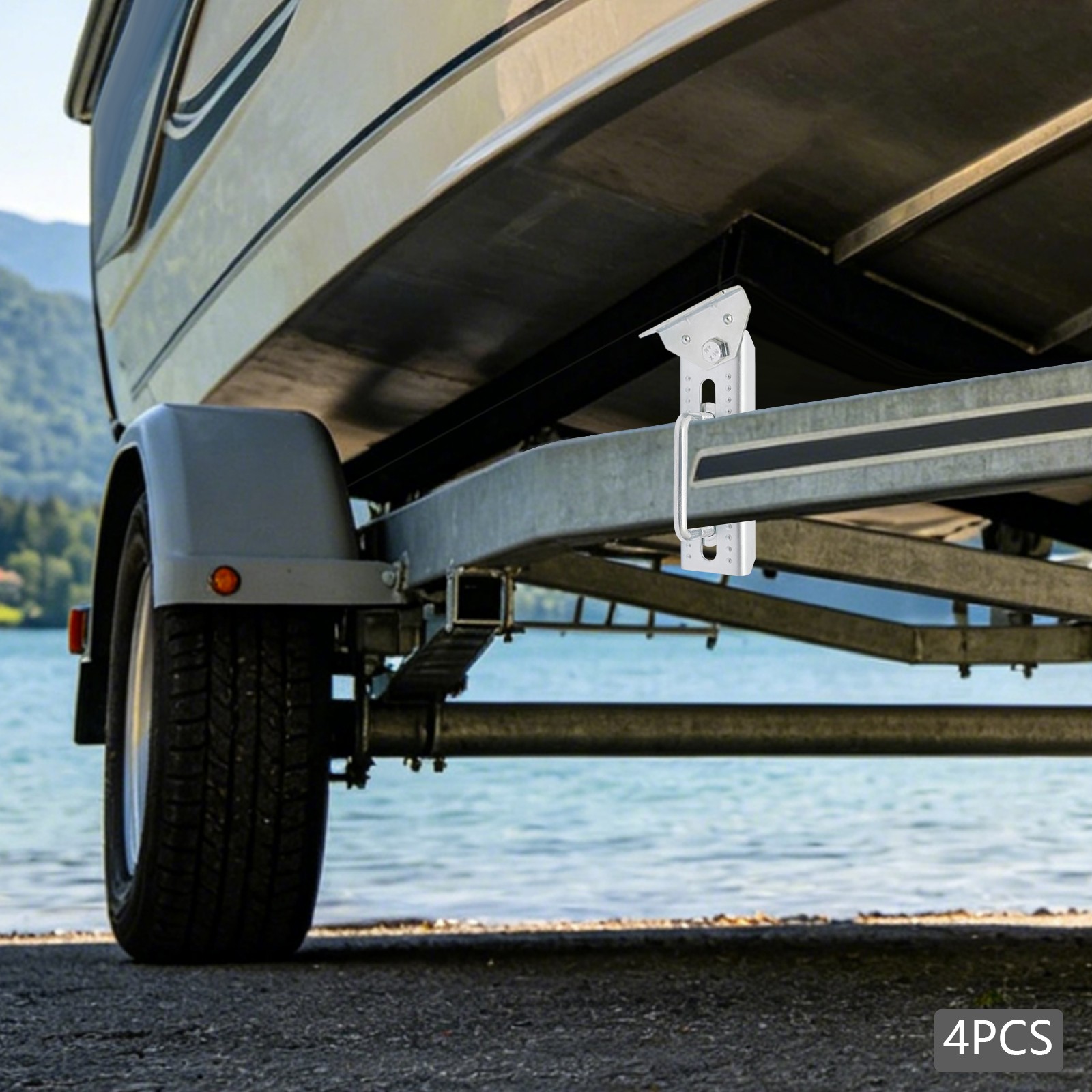 Heavy Duty Boat Trailer Bunk Brackets, 4 Pcs Swivel Top Bunk Brackets Adjustable