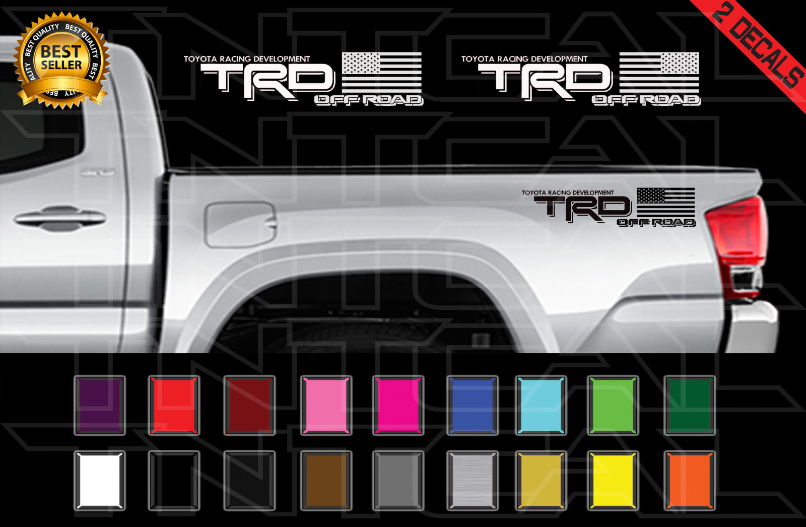 TRD Off Road Decal Set American Flag Fit: Toyota Tacoma Tundra Vinyl Sticker