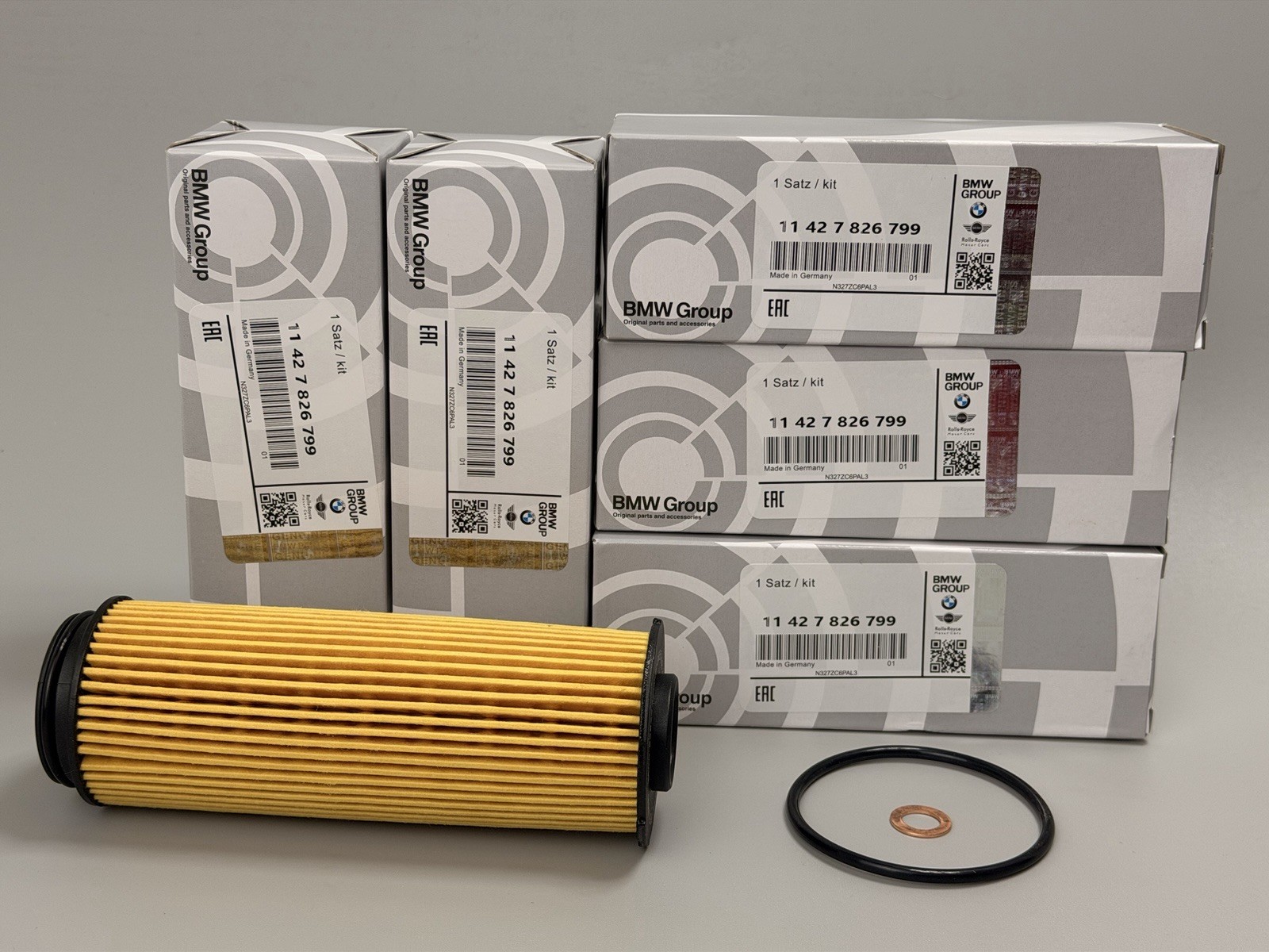 Set x5  Genuine BMW Engine Oil Filter Element 11427826799 11428583898
