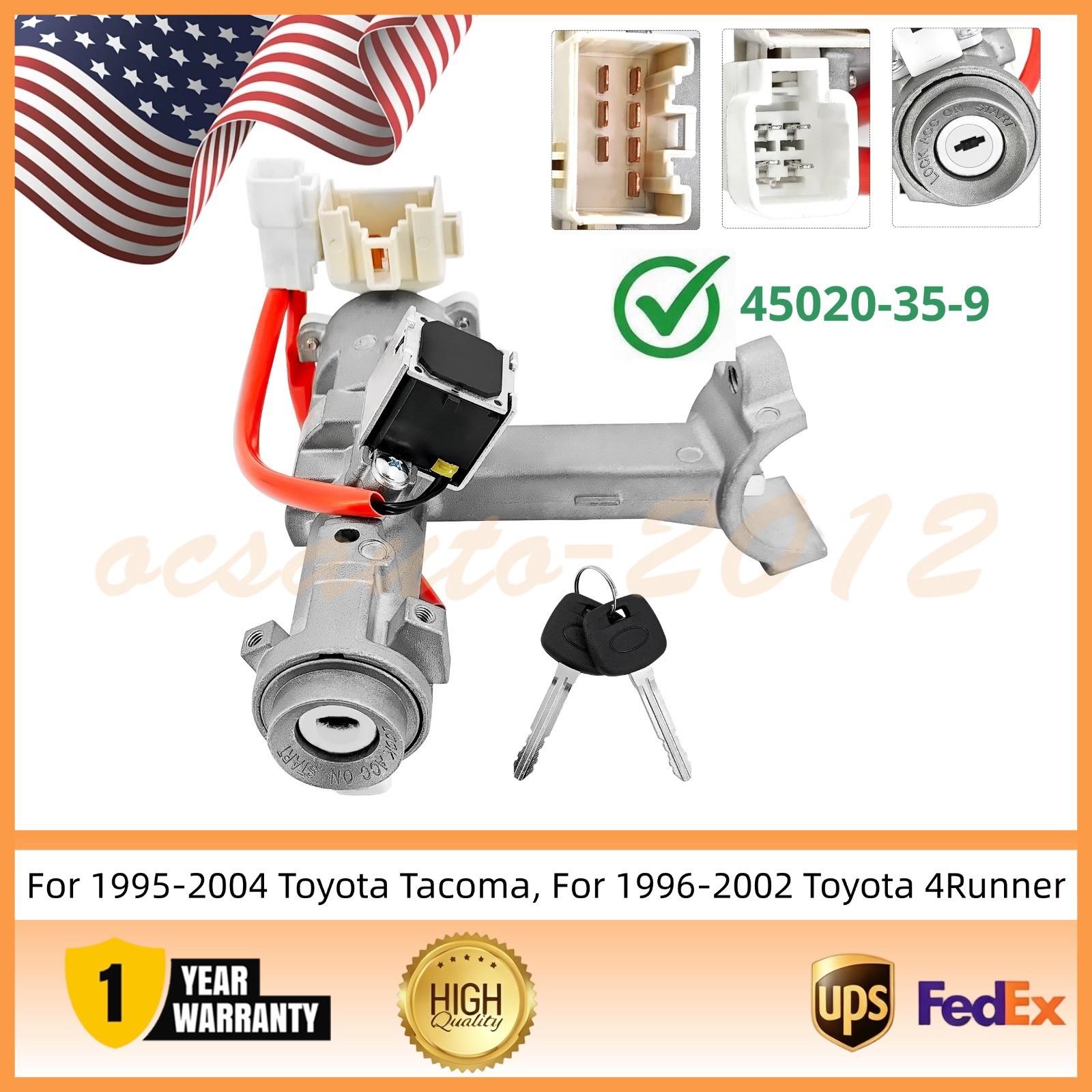 45020359 For 1995-2004 TOYOTA TACOMA IGNITION LOCK CYLINDER ASSEMBLY SWITCH KEYS