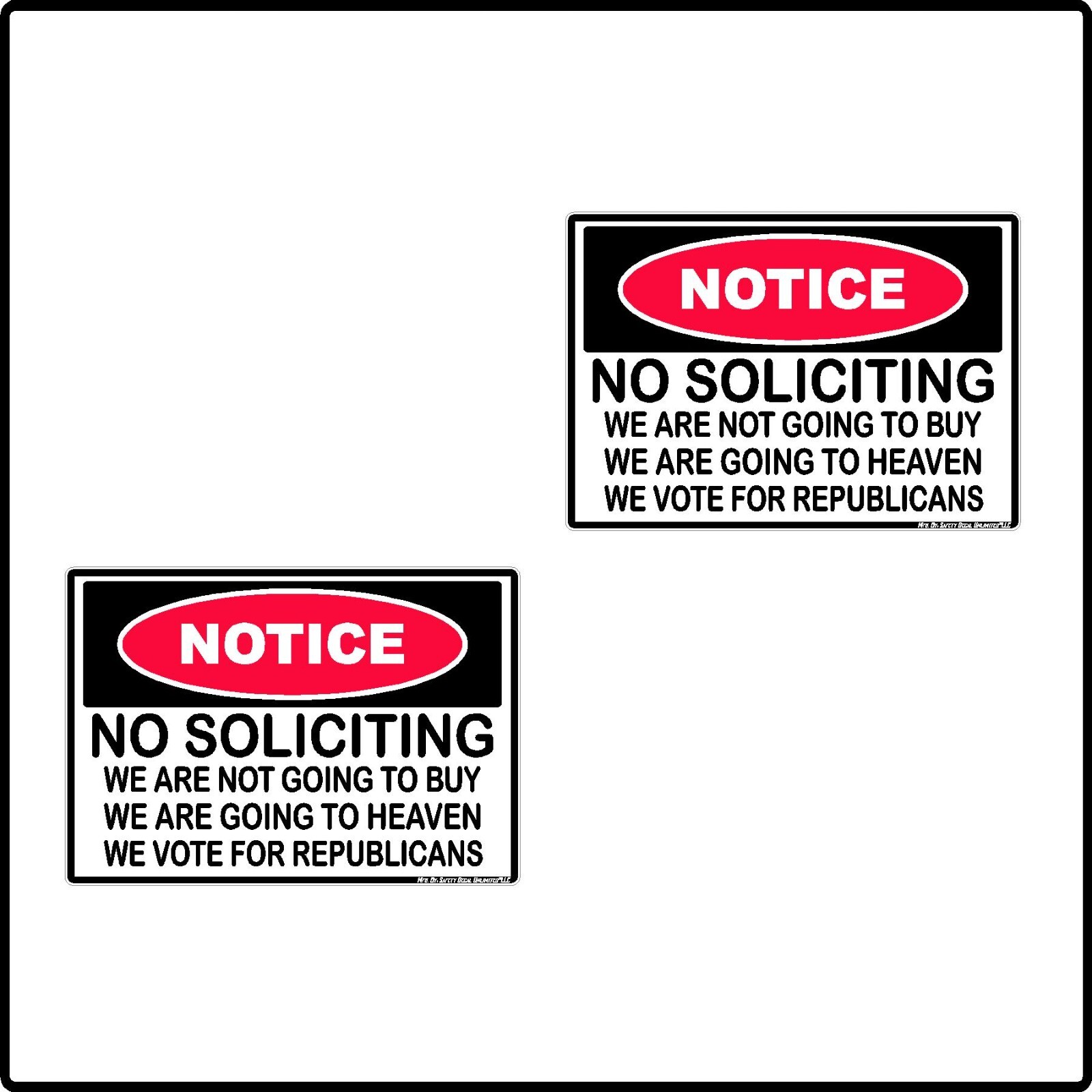 2pk Notice No Soliciting We Vote Republican Hard Hat Laptop Funny Sticker Decal