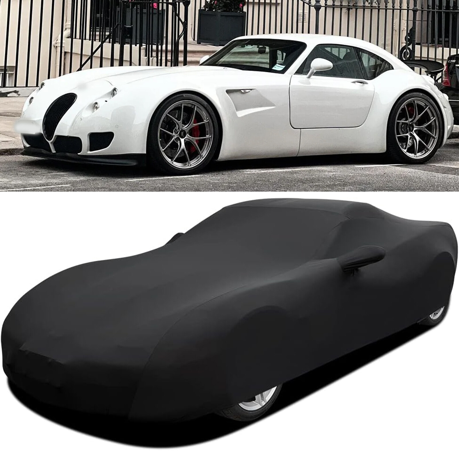 For Wiesmann GT Full Car Cover Waterproof Outdoor Indoor Satin Stretch Black