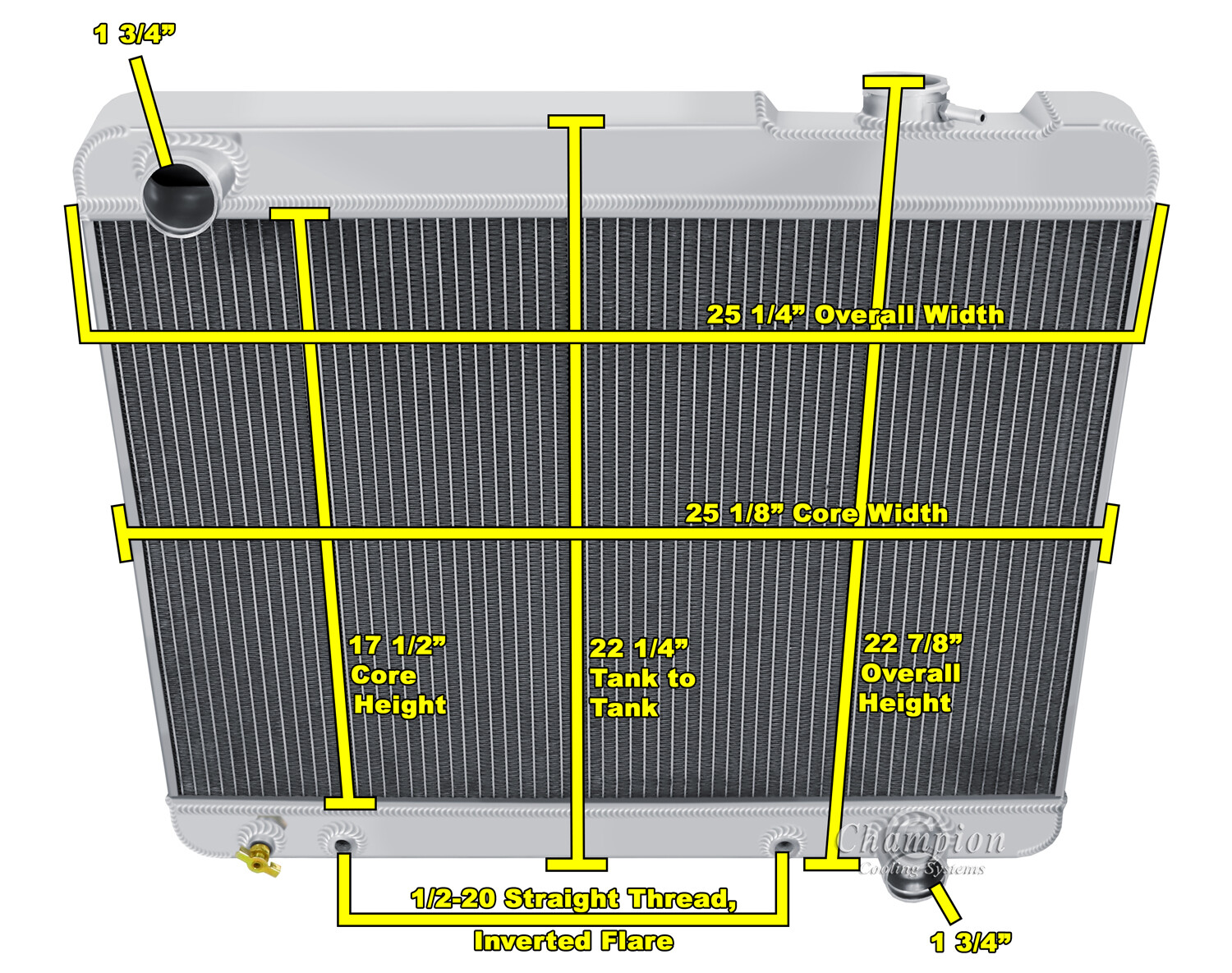 Kool Champion 3 Row All Aluminum Radiator for 1961 - 1964 Pontiac Catalina