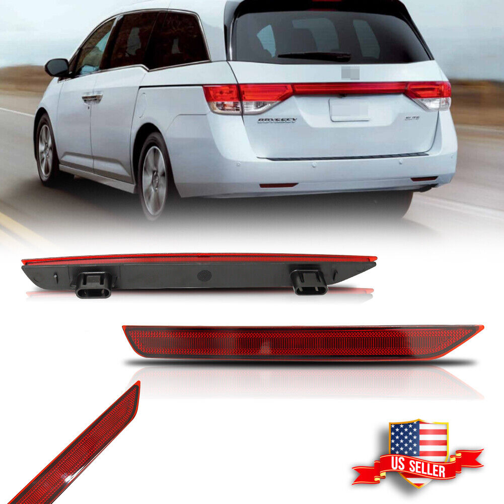 Red Lens Rear Bumper Reflector Marker Left & Right Pair For 11-17 Honda Odyssey