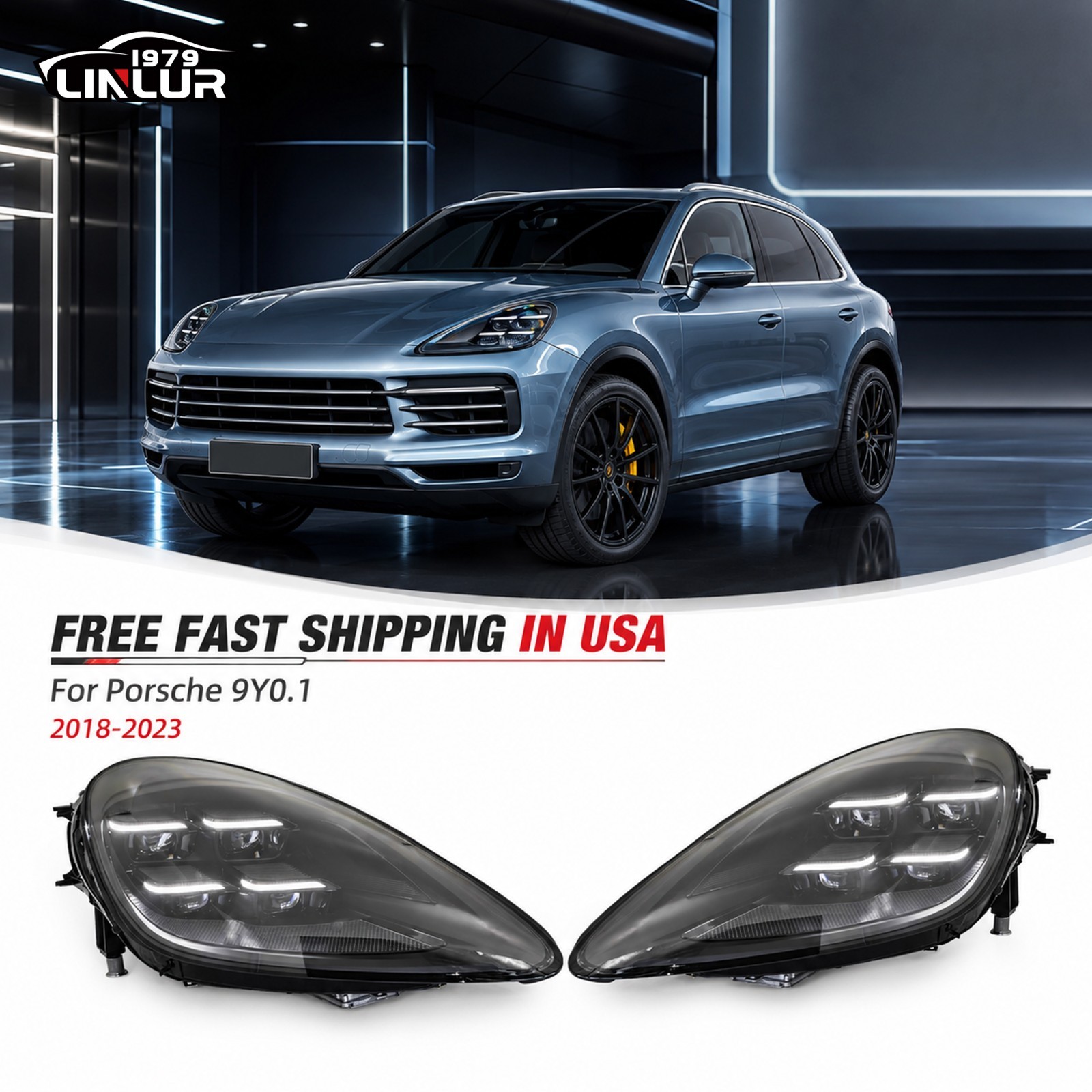 No Error 2025 PDLS Style LED Headlights For 2018-2023 Porsche Cayenne 9Y0 9Y0.1
