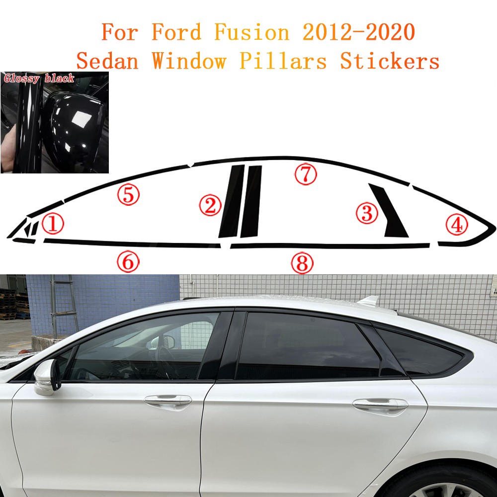 Glossy/Carbon Fiber Black Chrome Delete Window Trims For Ford Fusion 2013-2020 Glossy/Carbon Fiber Black Chrome Delete Window Trims For Ford Fusion 2013-2020
