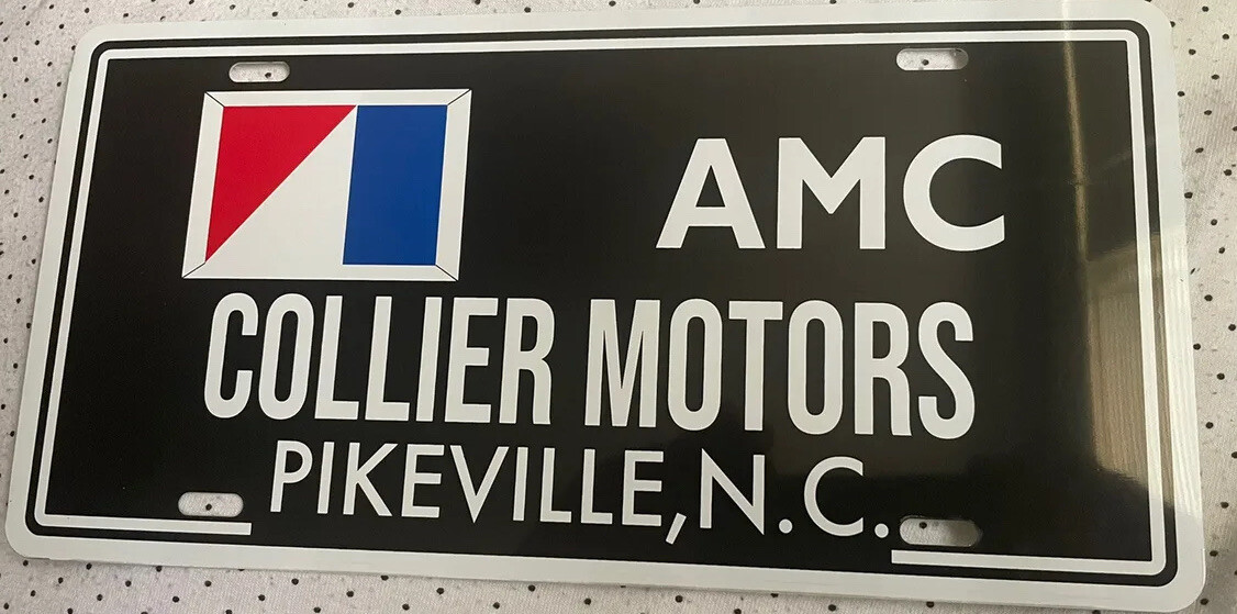 METAL COLLIER MOTORS AMC American Motors Dealer License Tag Plate SeenOn Pickers