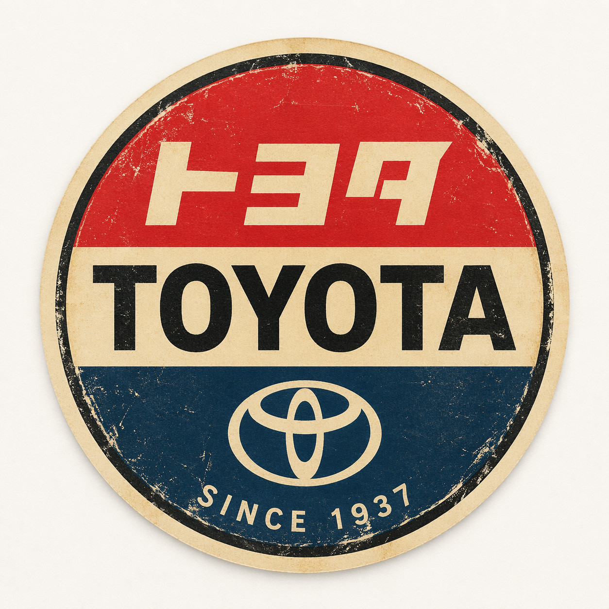 Fits Toyota Retro JDM Tri-Color Sticker Vintage Decal 3 Inch Round Fits Toyota Retro JDM Tri-Color Sticker Vintage Decal 3 Inch Round