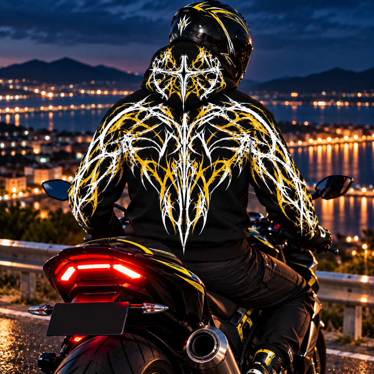 Motorcycle Armored Hoodie, Yellow V5 Gray Reflective, Aramid Lined, CE Level 2
