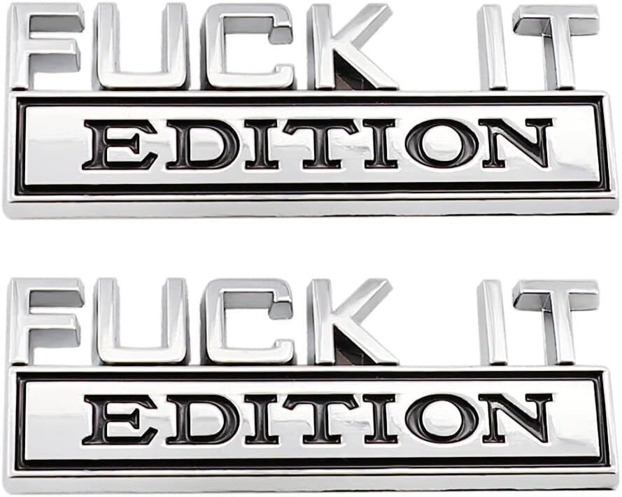 2x FUCK-IT 3D Letter Emblem Logo Car Sticker Edition Decal Badge Silver Black