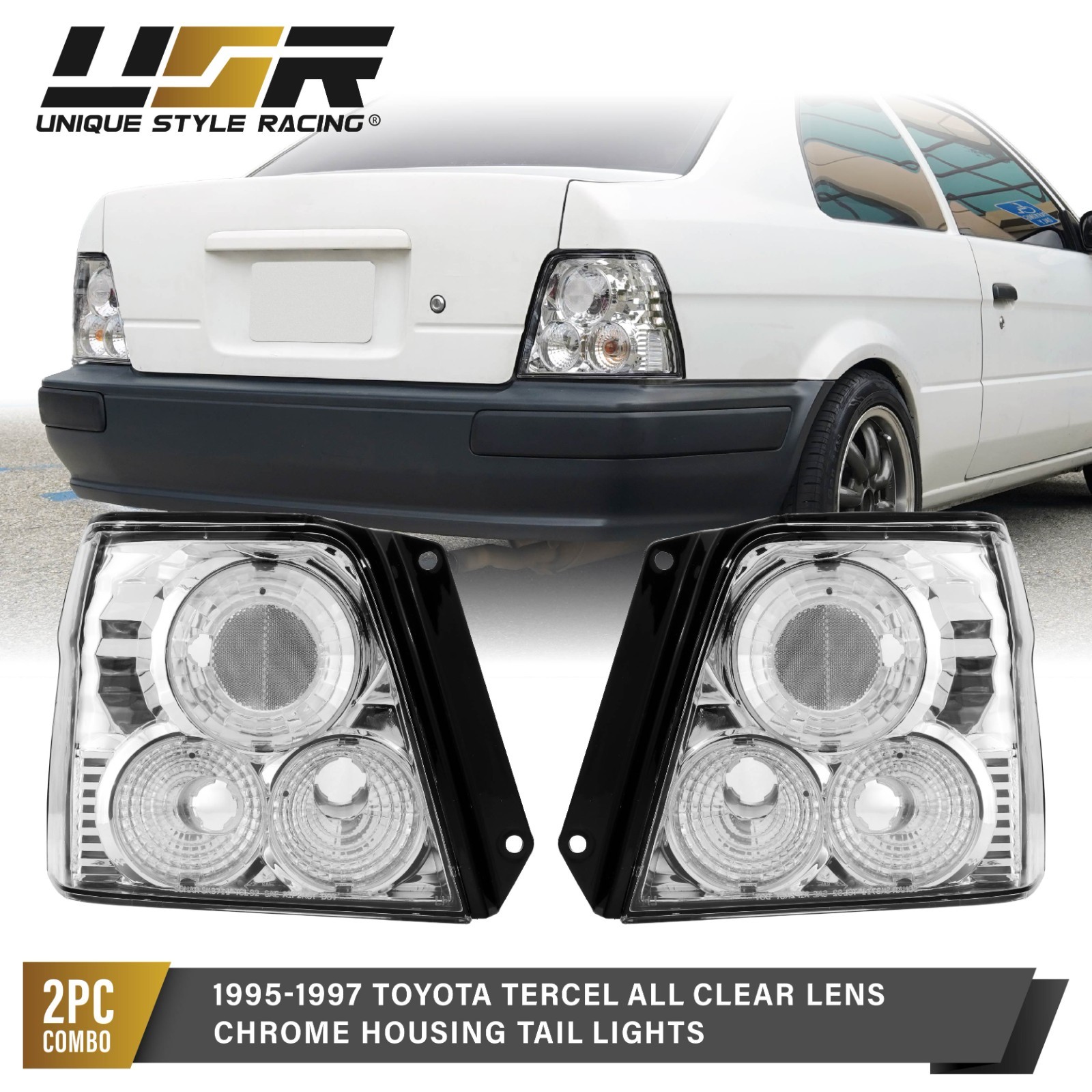 CRYSTAL CLEAR LENS Tail Light (L+R) For 95-97 Toyota Tercel US SPEC All Models