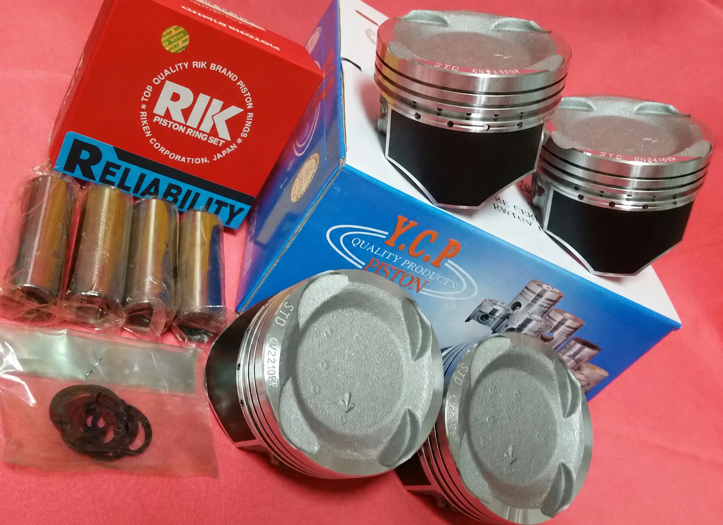 YCP 75mm Vitara Pistons Teflon Coated Low Comp + NPR-RIK Rings Honda D16 Turbo