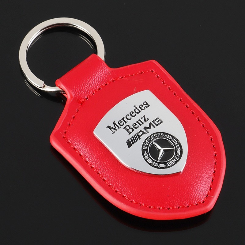 Leather Car Keychain Metal Sport Style Emblem Key Ring Key Fob Auto Pendant Gift