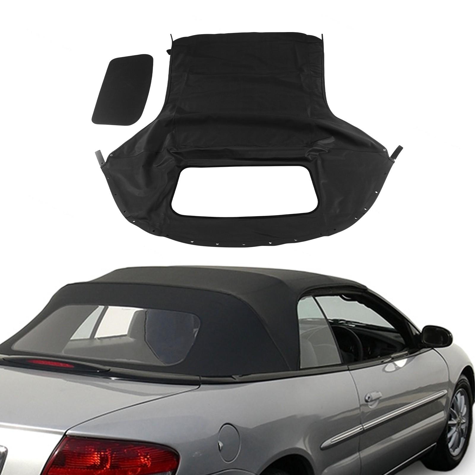 Fit for Chrysler Sebring 1996-2006 Convertible Soft Top & Plastic Window Black