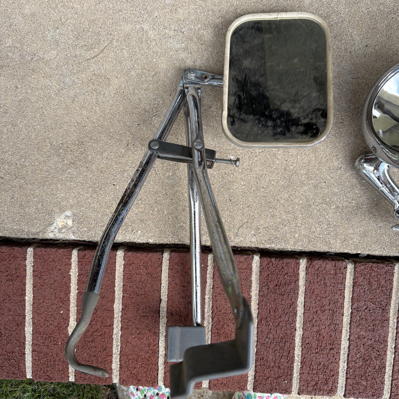 VINTAGE TRUCK MIRROR SET,TWO,WINDOW CLIP ON,ADJUSTABLE LENGTH,CHROME,UNIVERSAL:)