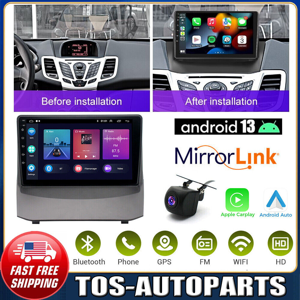 For Ford Fiesta 2009-2017 Android 13 Apple Carplay GPS Navi Car Stereo Radio FM