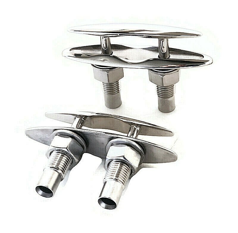 2 Sport Master 6 inches Marine Stainless Steel Pull Up Boat Cleat f/ deck & boat