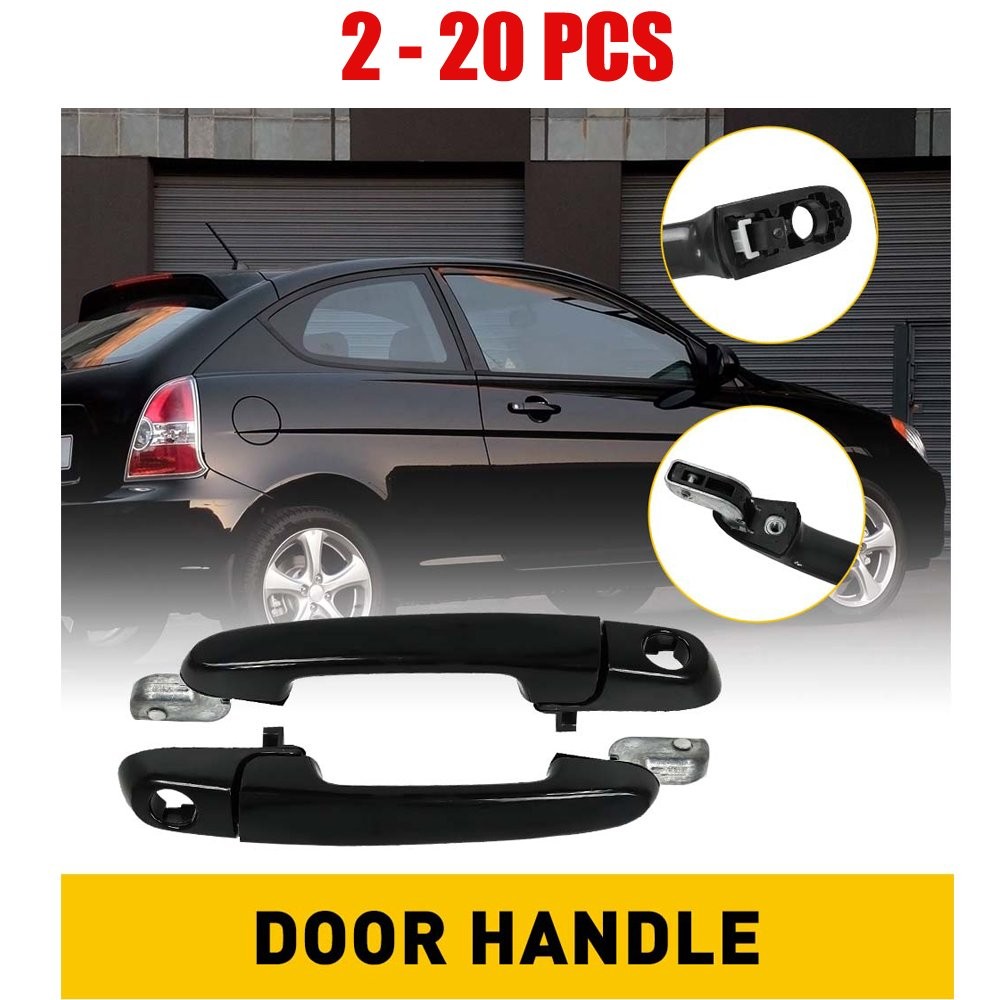 2-20X Exterior Outer Outside Door Handle Set Black for 2006-2011 Hyundai Accent
