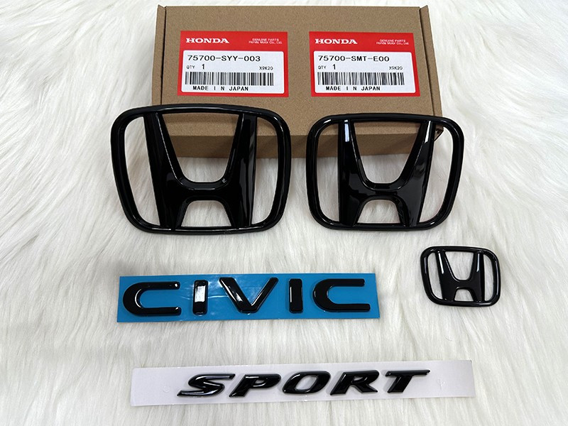 Genuine OEM Gloss Black Logo Emblem Set For CIVIC 22-26 Sport Touring Hatchback