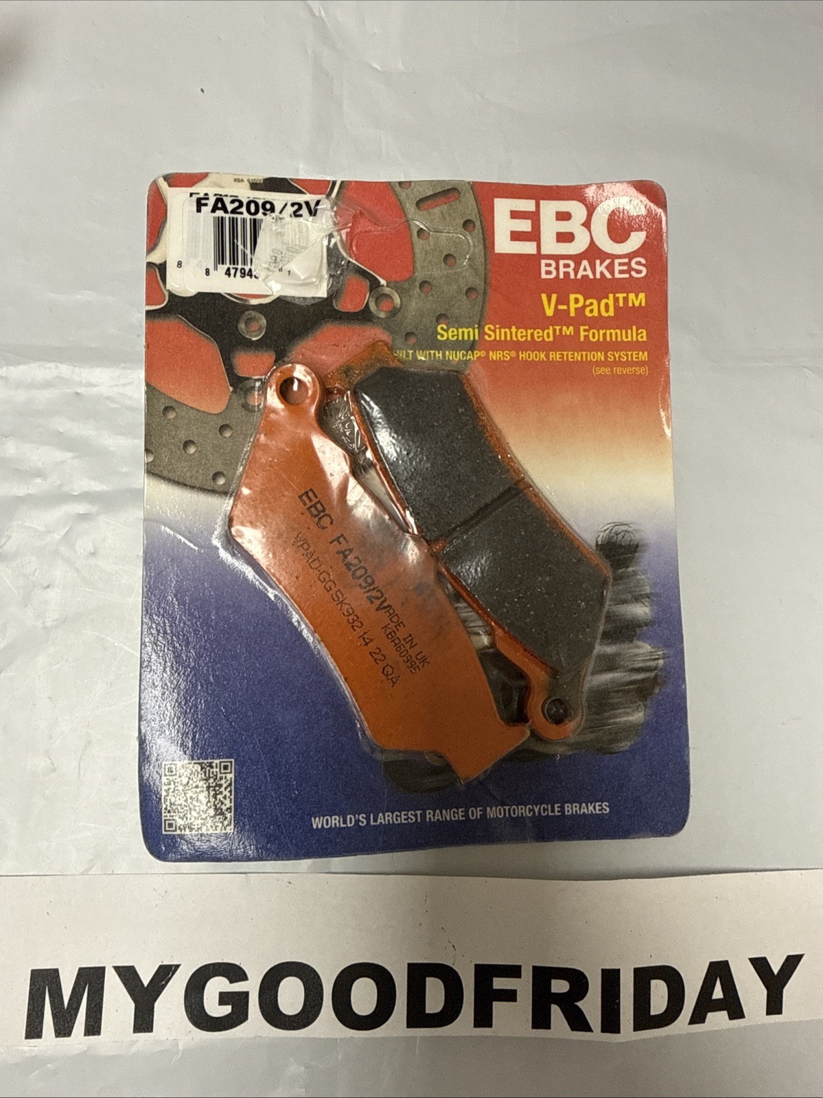EBC FA209/2V V Semi-Sintered Brake Pads FA209/2V 61-0577 1721-1415 15-209/2V