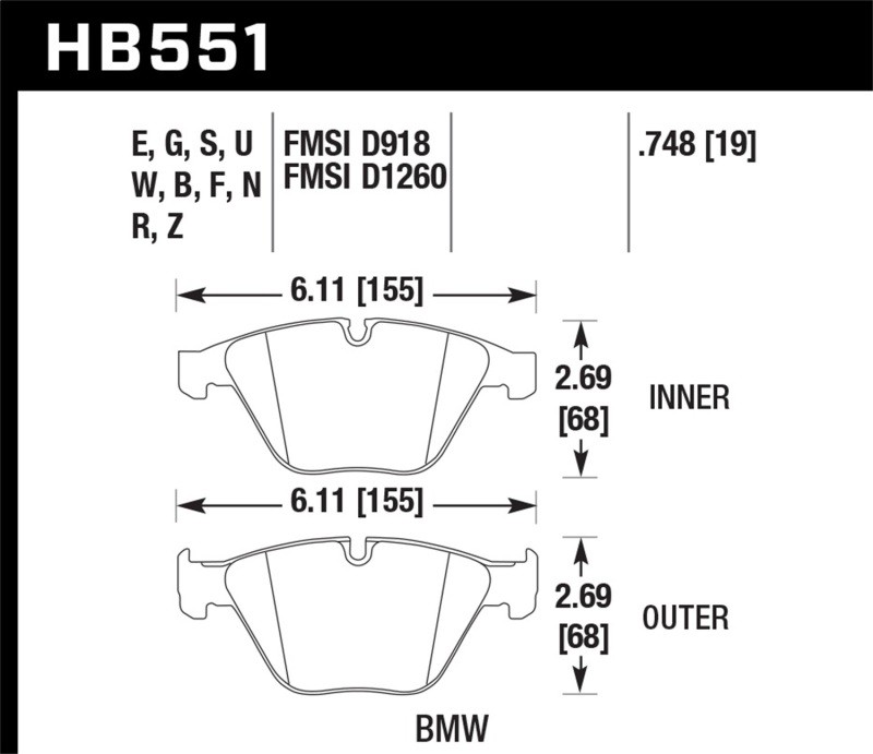 Fits Hawk 07-09 BMW 335d/335i/335xi / 08-09 328i/M3 DTC-70 Race Front Brake Pads