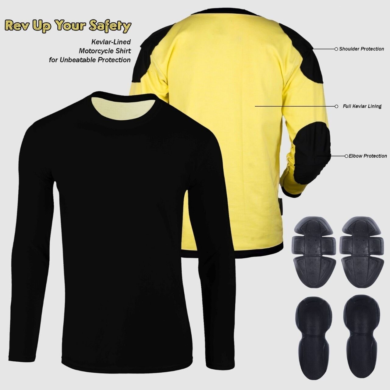 Motorcycle Full Kevlar Lined T-shirt Motorbike | CE Level 1 Armor | All season