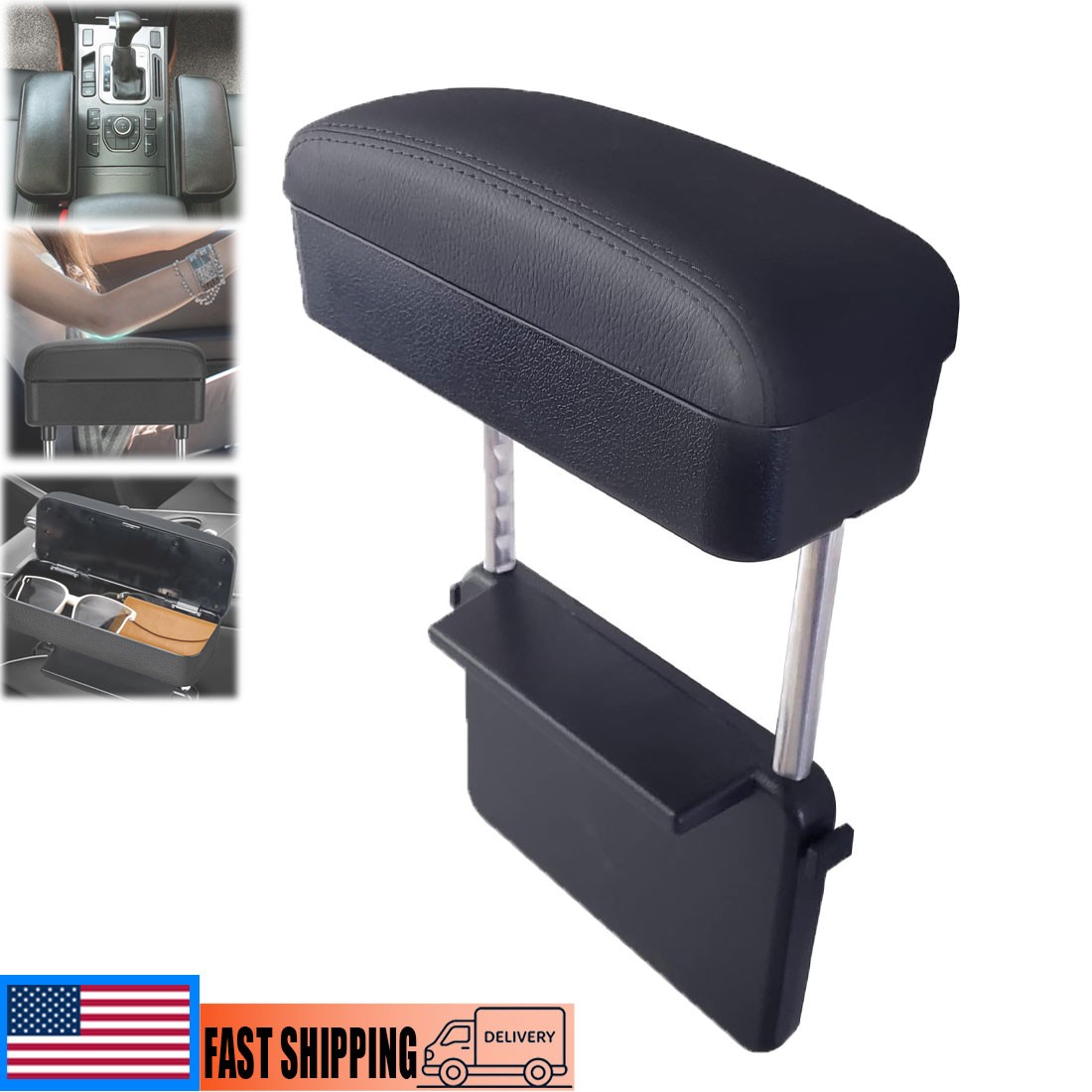 Car Console Armrest Storage Box Arm Rest Height Adjustable Comfort Elbow Pad US Car Console Armrest Storage Box Arm Rest Height Adjustable Comfort Elbow Pad US