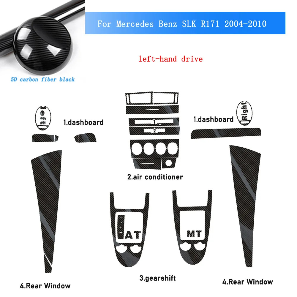 For Mercedes Benz SLK R171 2004-10 Carbon Fiber Pattern Interior DIY Trim Decals