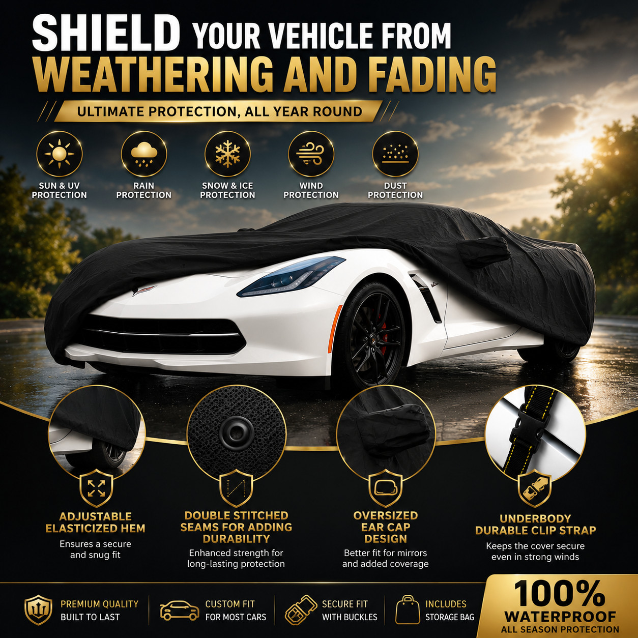 Custom Fit Waterproof Car Cover for 1989-1994 Plymouth Laser Outdoor UV Protect