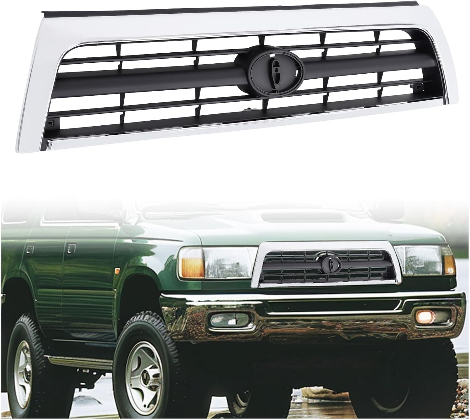Parrilla delantera plata y negro para Toyota 4Runner 1996-1998