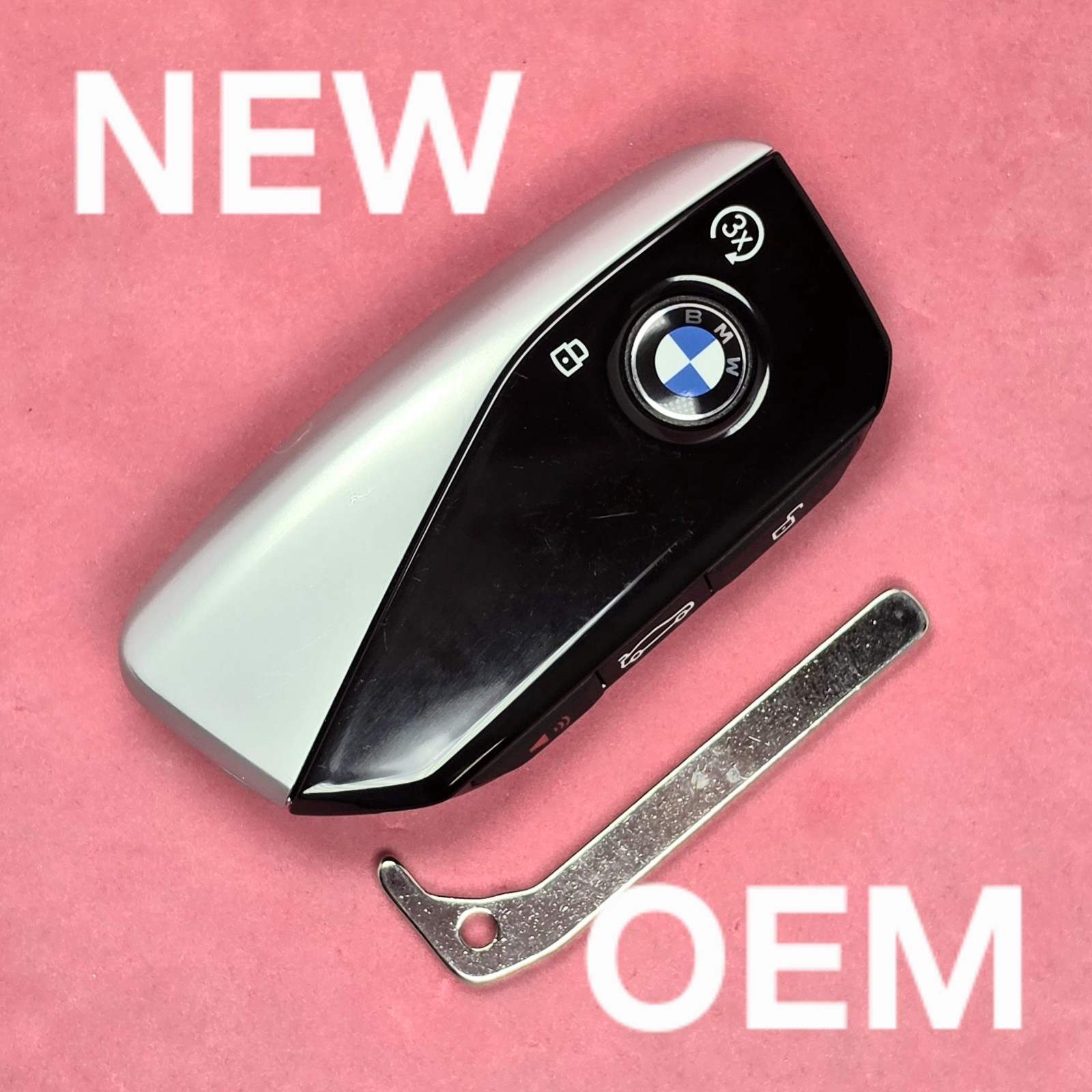 New OEM 2022 - 2026 BMW Smart Prox Keyless Key FOB 4B FCC ID: IYZBK1 Silver Trim