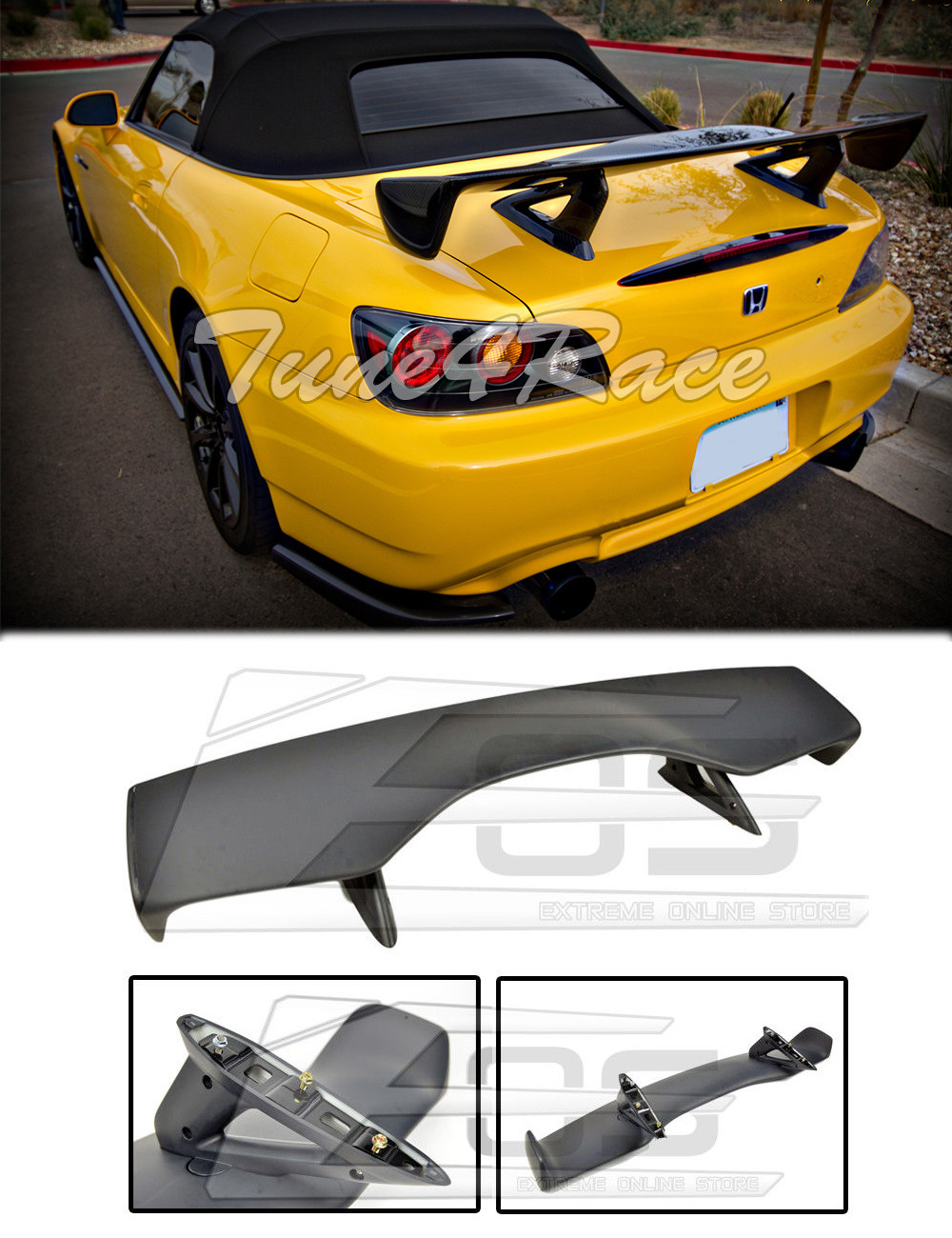 For 00-09 Honda S2000 ABS Plastic BLACK Rear Trunk Lid Wing Spoiler CR Style New