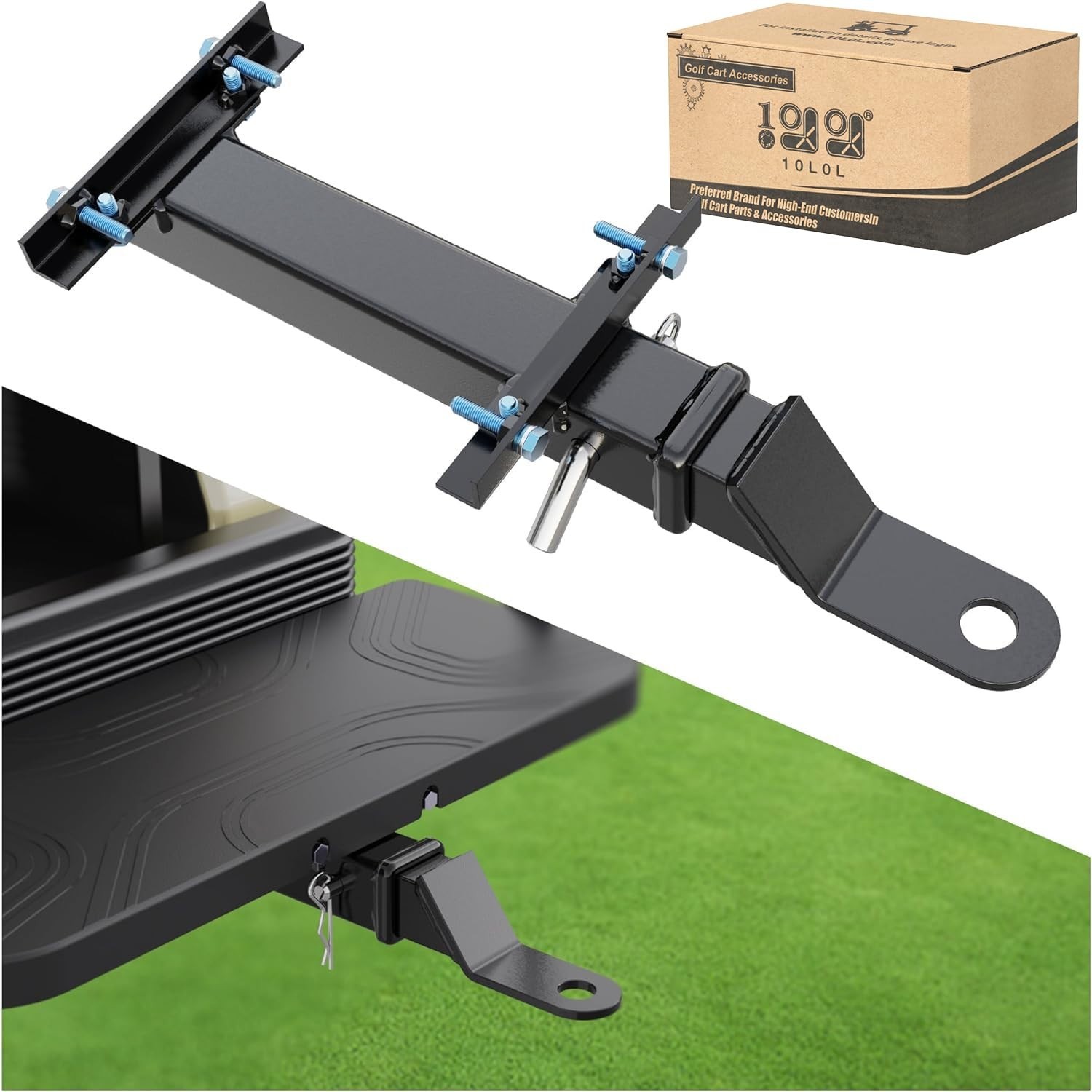 Deluxe Golf Cart Trailer Hitch Kit for Square Steel Tube Backseat Footrest 2\