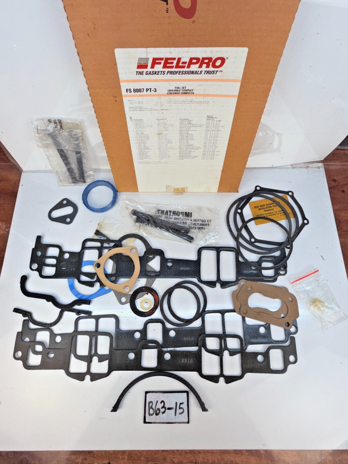 Fel-Pro FS 8007 PT-3 Gasket Set  1958 - 1965 Chevrolet IMPALA Pontiac B63-15