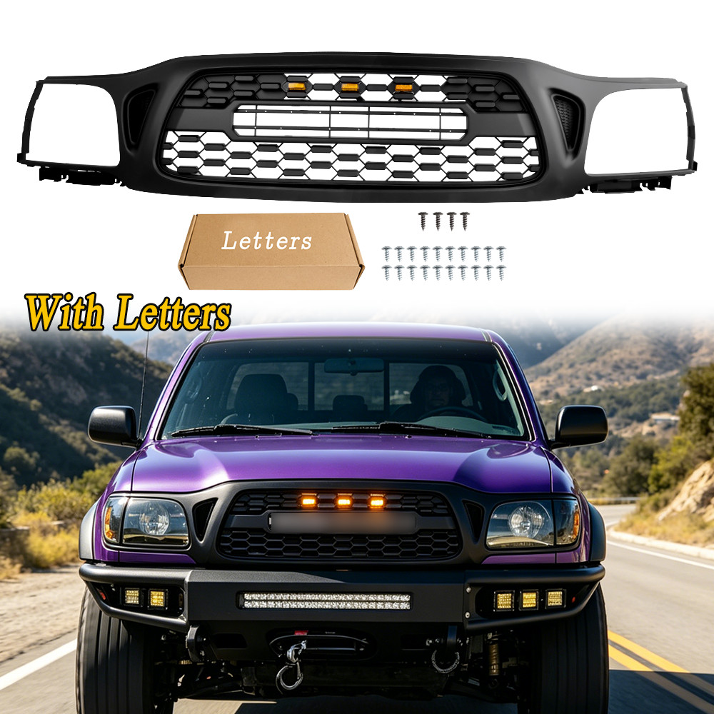 Grille For 2001-2004 Toyota Tacoma TRD Style Front Grill with LEDs Replacement